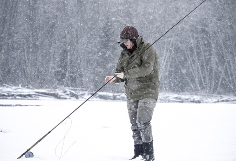 Dress warmly for early spring fishing. Jonathan Riddell